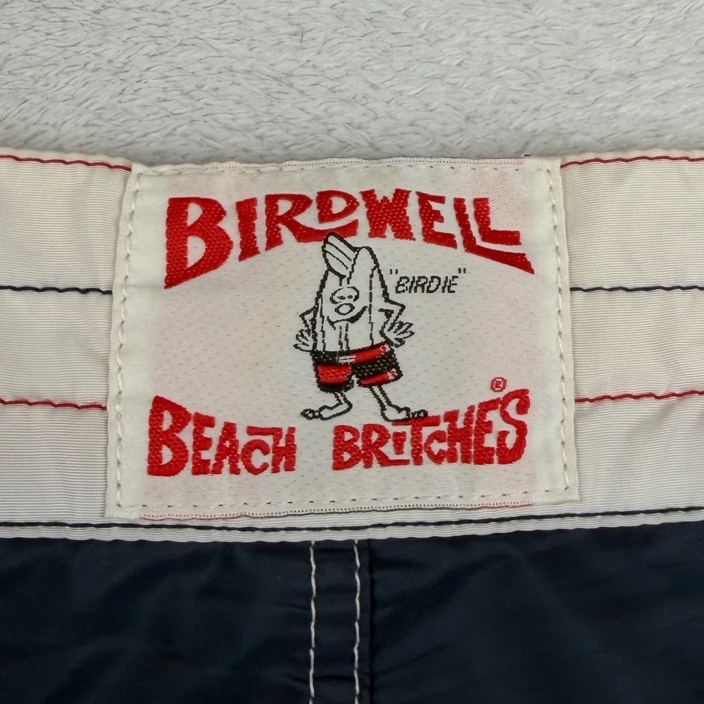 Birdwell Beach Britches Board Shorts Mens 39 Navy Blue Surf Trunks Made in USA
